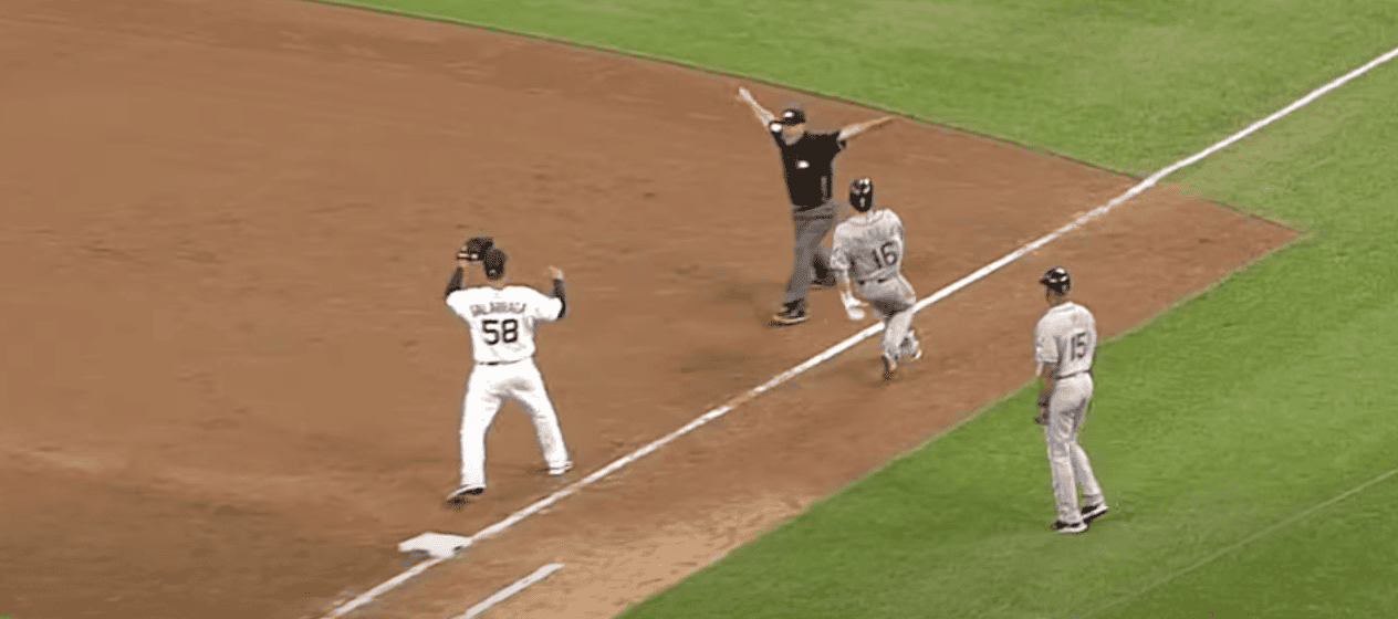 Umpire Jim Joyce's infamous blown call during Galarraga's near-perfect game.